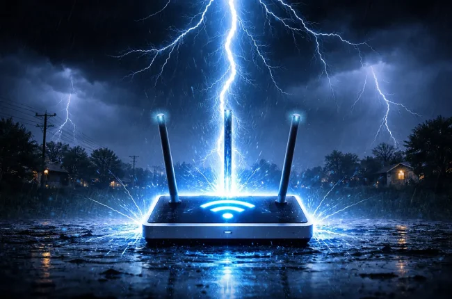 apakah wifi bisa tersambar petir​