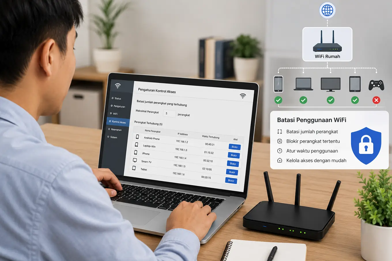cara membatasi pengguna wifi