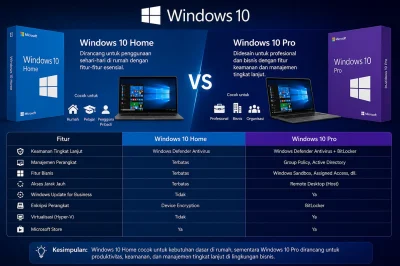 Perbedaan Windows 10 Home dan Pro Lengkap serta Fitur Unggulan